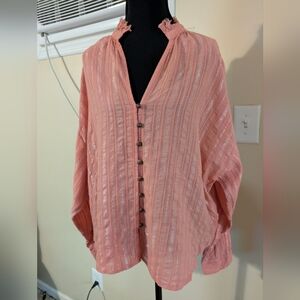 Pilcro Coral Frayed Collar Top